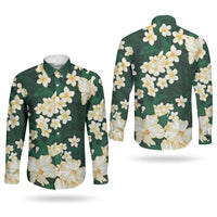 Hawaii Hibiscus Plumeria Green Couples Matching Tank Maxi Dress and Long Sleeve Button Shirt Polynesian Pattern LT01 - Polynesian Pride