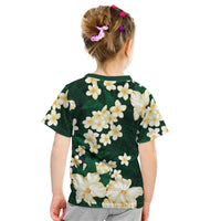 Hawaii Hibiscus Plumeria Green Kid T Shirt Polynesian Pattern LT01 - Polynesian Pride