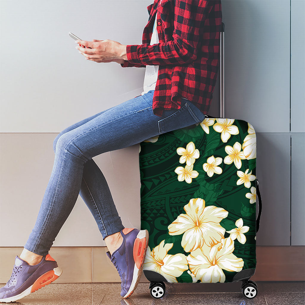 Hawaii Hibiscus Plumeria Green Luggage Cover Polynesian Pattern LT01 - Polynesian Pride