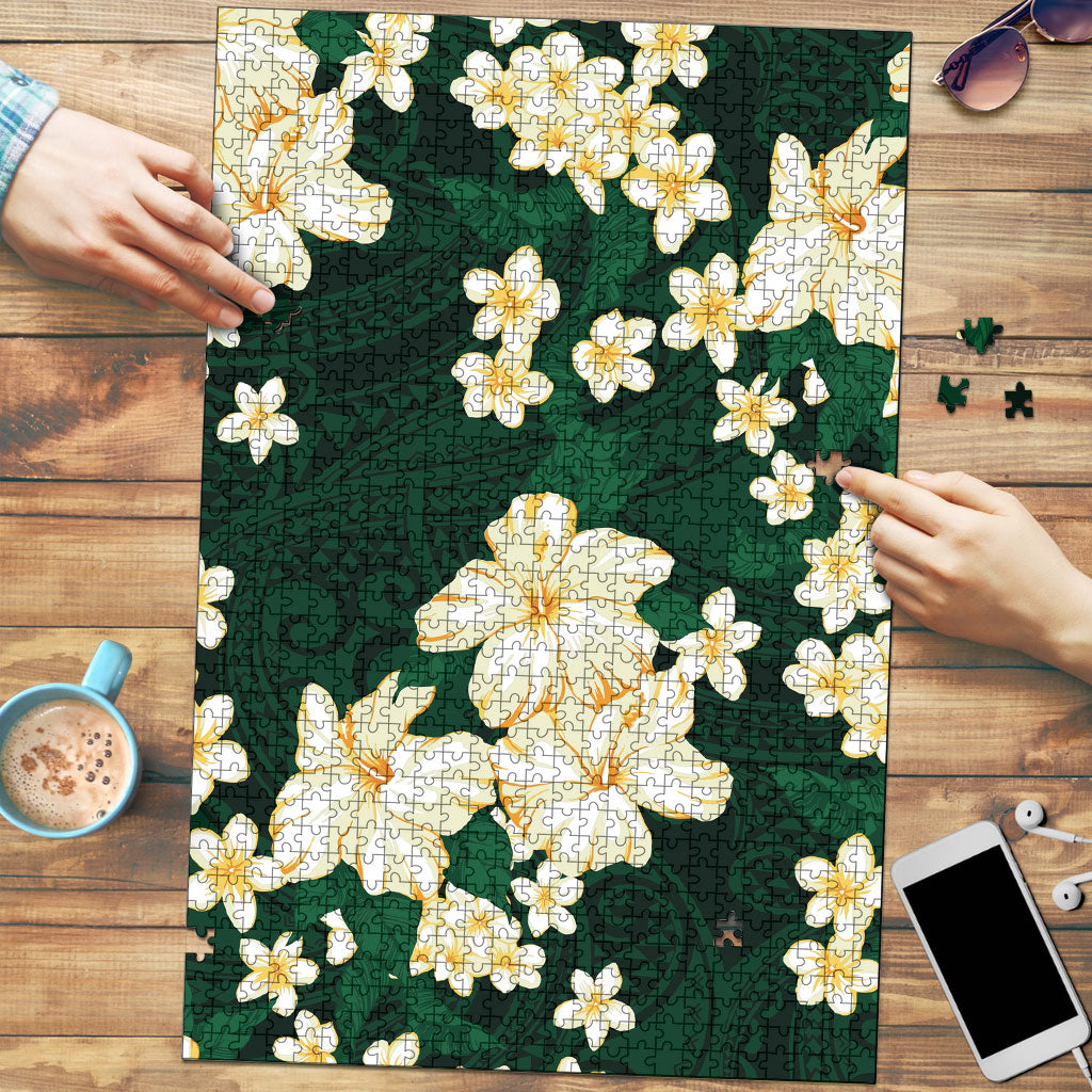 Hawaii Hibiscus Plumeria Green Puzzle Polynesian Pattern LT01 Green - Polynesian Pride