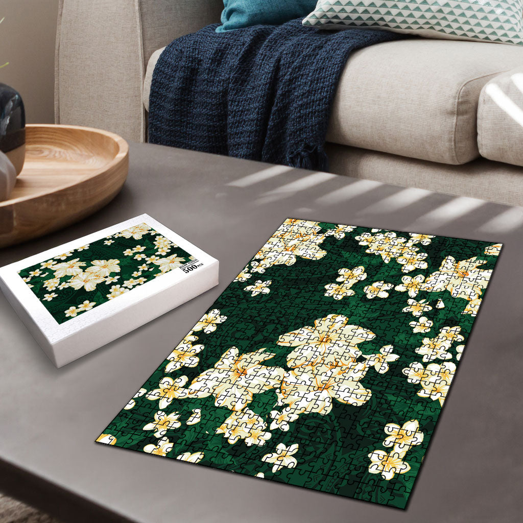 Hawaii Hibiscus Plumeria Green Puzzle Polynesian Pattern LT01 - Polynesian Pride