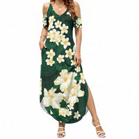 Hawaii Hibiscus Plumeria Green Summer Maxi Dress Polynesian Pattern LT01 Women Green - Polynesian Pride