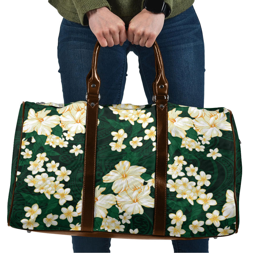 Hawaii Hibiscus Plumeria Green Travel Bag Polynesian Pattern LT01 Green - Polynesian Pride
