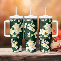 Hawaii Hibiscus Plumeria Green Tumbler With Handle Polynesian Pattern LT01 - Polynesian Pride