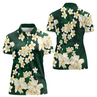 Hawaii Hibiscus Plumeria Green Women Polo Shirt Polynesian Pattern LT01 - Polynesian Pride