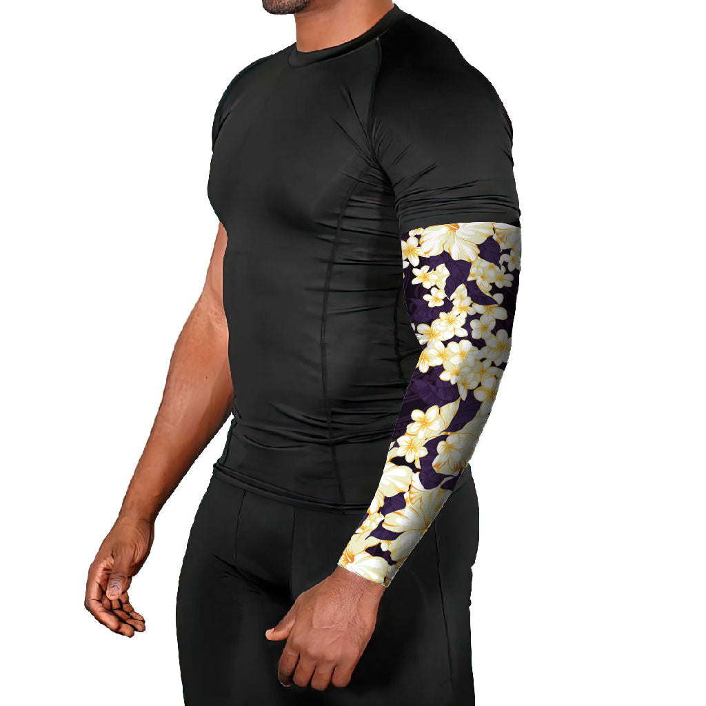Hawaii Hibiscus Plumeria Purple Arm Sleeves Polynesian Pattern LT01 - Polynesian Pride