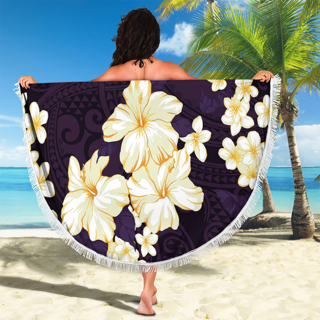 Hawaii Hibiscus Plumeria Purple Beach Blanket Polynesian Pattern LT01 - Polynesian Pride