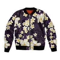 Hawaii Hibiscus Plumeria Purple Bomber Jacket Polynesian Pattern LT01 Unisex Purple - Polynesian Pride