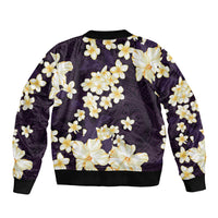 Hawaii Hibiscus Plumeria Purple Bomber Jacket Polynesian Pattern LT01 - Polynesian Pride