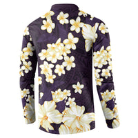 Hawaii Hibiscus Plumeria Purple Button Sweatshirt Polynesian Pattern LT01 - Polynesian Pride