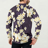 Hawaii Hibiscus Plumeria Purple Button Sweatshirt Polynesian Pattern LT01 - Polynesian Pride