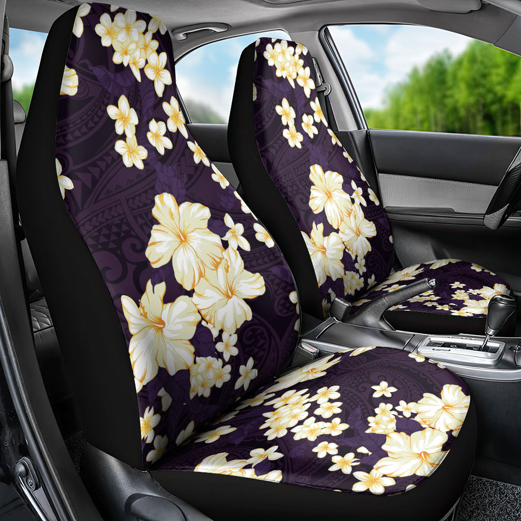 Hawaii Hibiscus Plumeria Purple Car Seat Cover Polynesian Pattern LT01 - Polynesian Pride