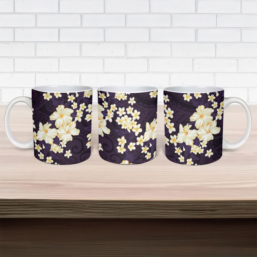 Hawaii Hibiscus Plumeria Purple Ceramic Mug Polynesian Pattern LT01 - Polynesian Pride