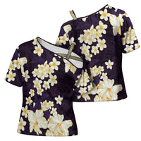 Hawaii Hibiscus Plumeria Purple Cross Shoulder Shirt Polynesian Pattern LT01 - Polynesian Pride