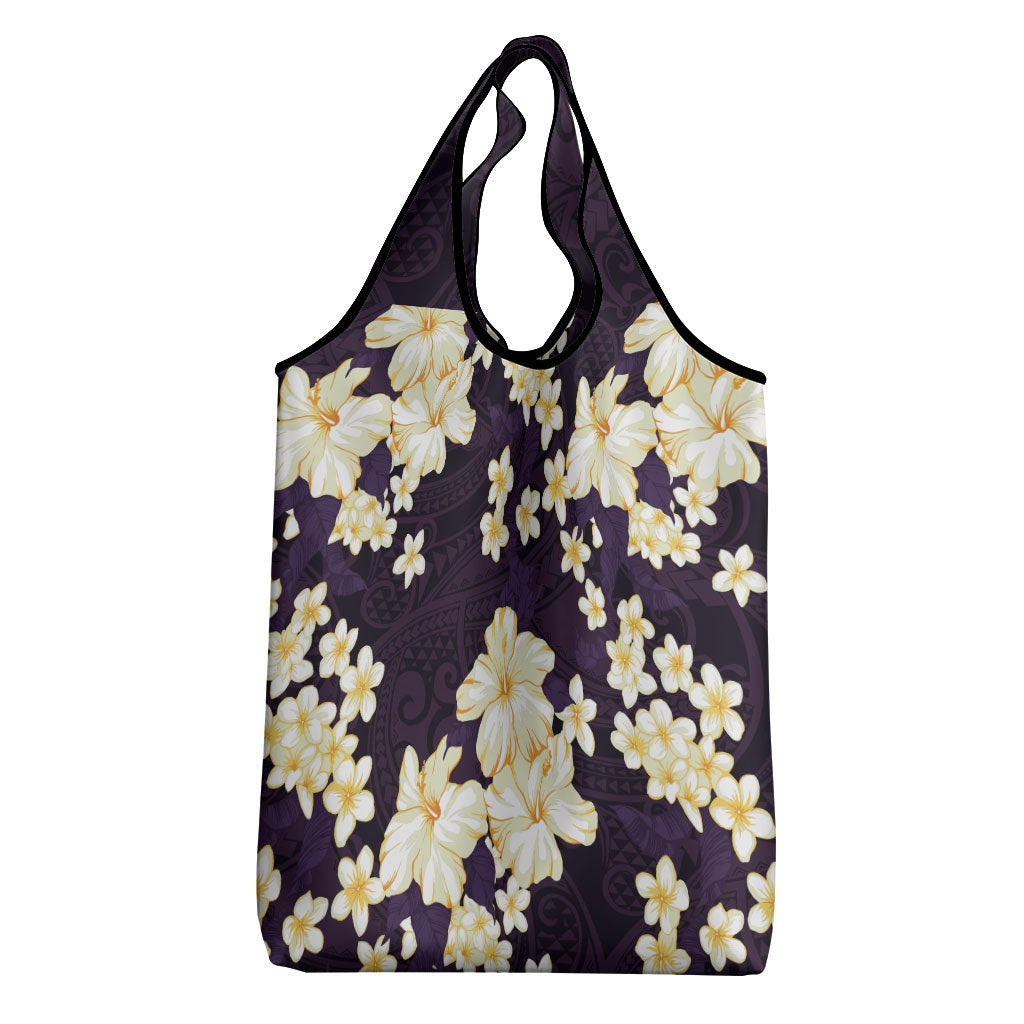 Hawaii Hibiscus Plumeria Purple Grocery Bag Polynesian Pattern LT01 - Polynesian Pride