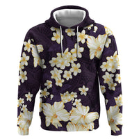 Hawaii Hibiscus Plumeria Purple Hoodie Polynesian Pattern LT01 Pullover Hoodie Purple - Polynesian Pride