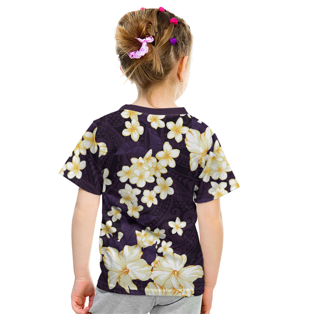 Hawaii Hibiscus Plumeria Purple Kid T Shirt Polynesian Pattern LT01 - Polynesian Pride