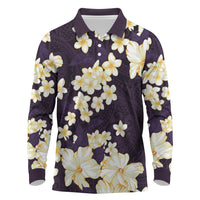 Hawaii Hibiscus Plumeria Purple Long Sleeve Polo Shirt Polynesian Pattern LT01 Purple - Polynesian Pride