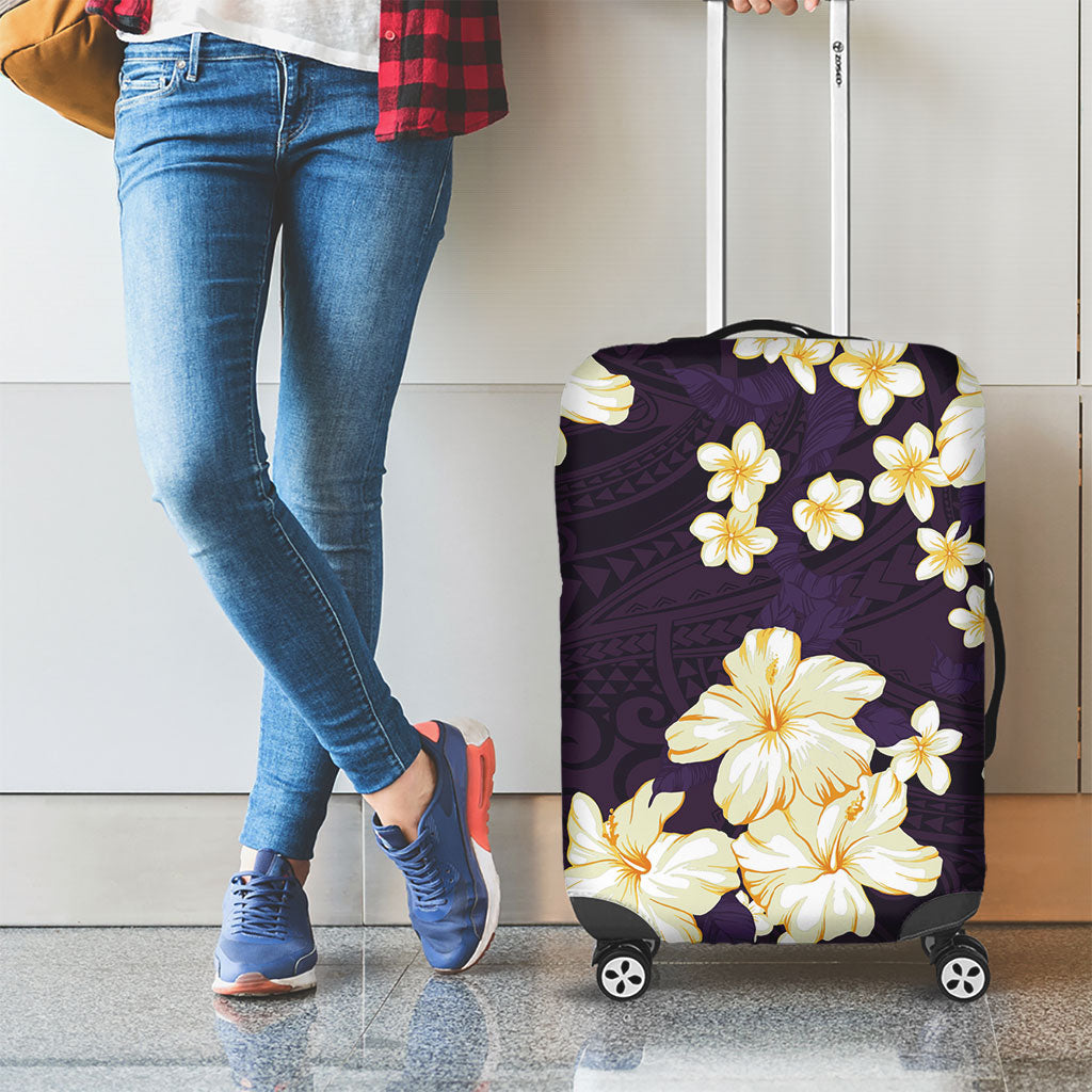 Hawaii Hibiscus Plumeria Purple Luggage Cover Polynesian Pattern LT01 - Polynesian Pride