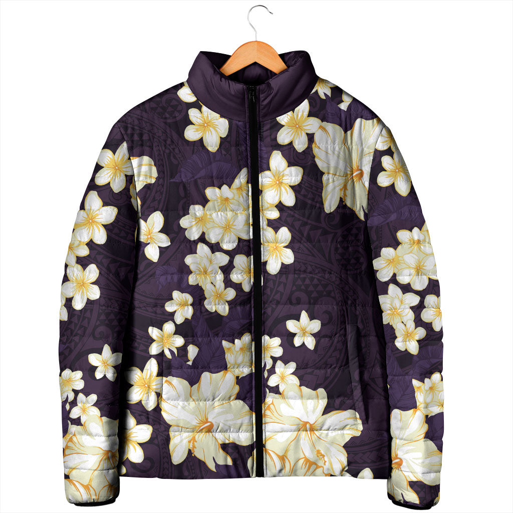Hawaii Hibiscus Plumeria Purple Padded Jacket Polynesian Pattern LT01 - Polynesian Pride