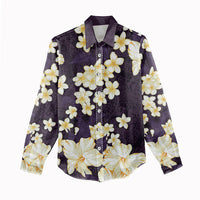 Hawaii Hibiscus Plumeria Purple Women Casual Shirt Polynesian Pattern LT01 - Polynesian Pride