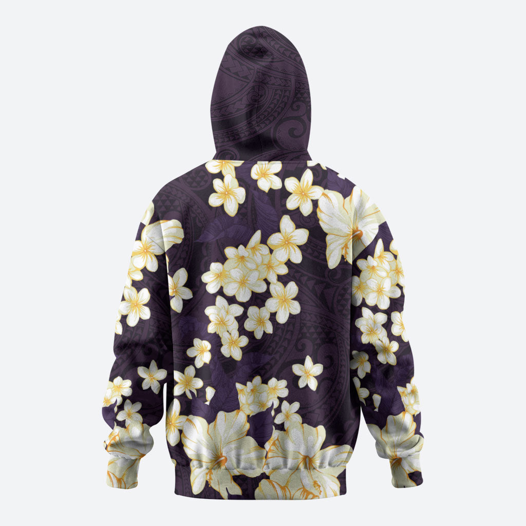 Hawaii Hibiscus Plumeria Purple Zip Hoodie Polynesian Pattern LT01 - Polynesian Pride