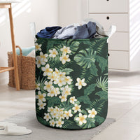 Hawaii Plumeria Tropical Leaves Laundry Basket Monstera Calathea Palm Fronds LT01 Green - Polynesian Pride