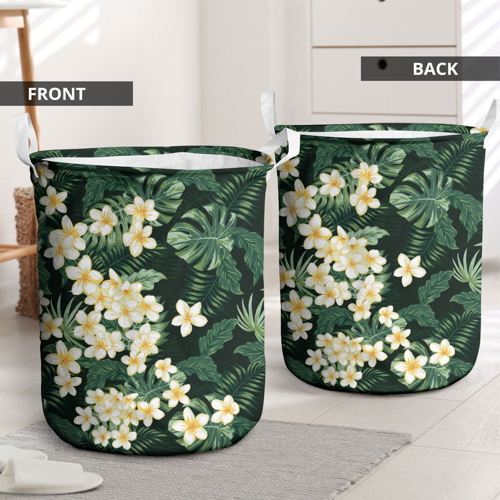 Hawaii Plumeria Tropical Leaves Laundry Basket Monstera Calathea Palm Fronds LT01 - Polynesian Pride