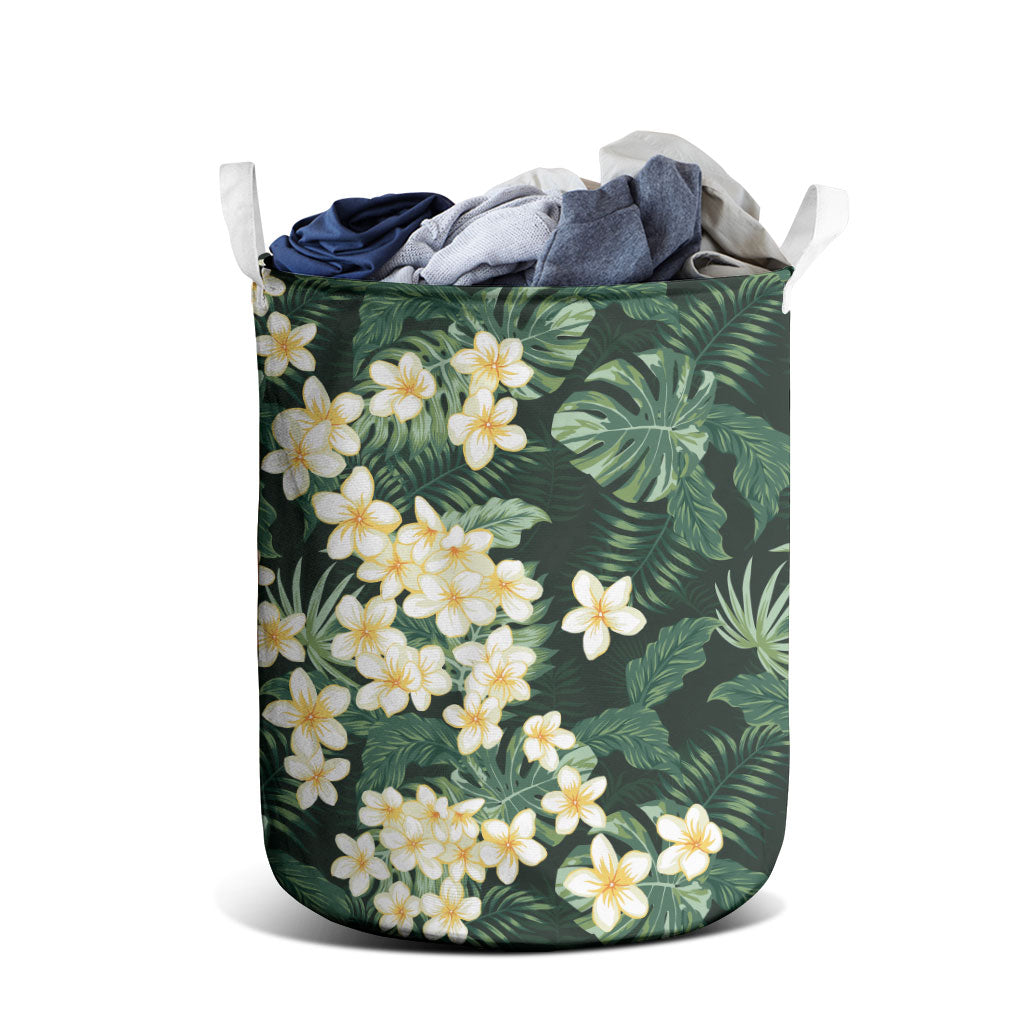Hawaii Plumeria Tropical Leaves Laundry Basket Monstera Calathea Palm Fronds LT01 - Polynesian Pride
