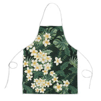 Hawaii Plumeria Tropical Leaves Apron Monstera Calathea Palm Fronds LT01 Green - Polynesian Pride