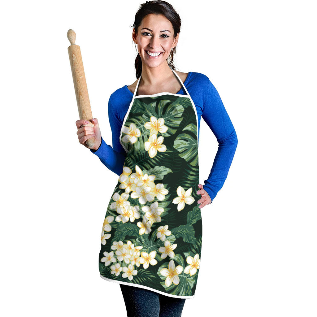 Hawaii Plumeria Tropical Leaves Apron Monstera Calathea Palm Fronds LT01 - Polynesian Pride