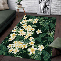 Hawaii Plumeria Tropical Leaves Area Rug Monstera Calathea Palm Fronds LT01 Green - Polynesian Pride