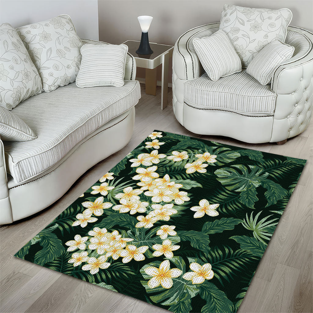Hawaii Plumeria Tropical Leaves Area Rug Monstera Calathea Palm Fronds LT01 - Polynesian Pride