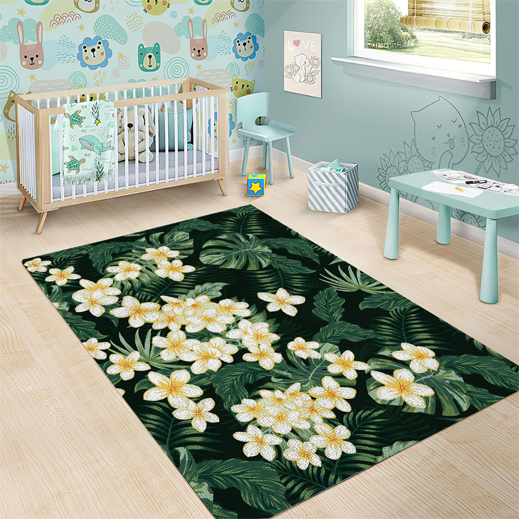 Hawaii Plumeria Tropical Leaves Area Rug Monstera Calathea Palm Fronds LT01 - Polynesian Pride