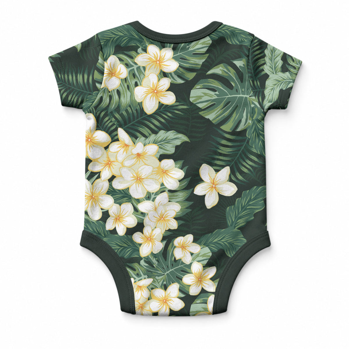 Hawaii Plumeria Tropical Leaves Baby Onesie Monstera Calathea Palm Fronds LT01 - Polynesian Pride