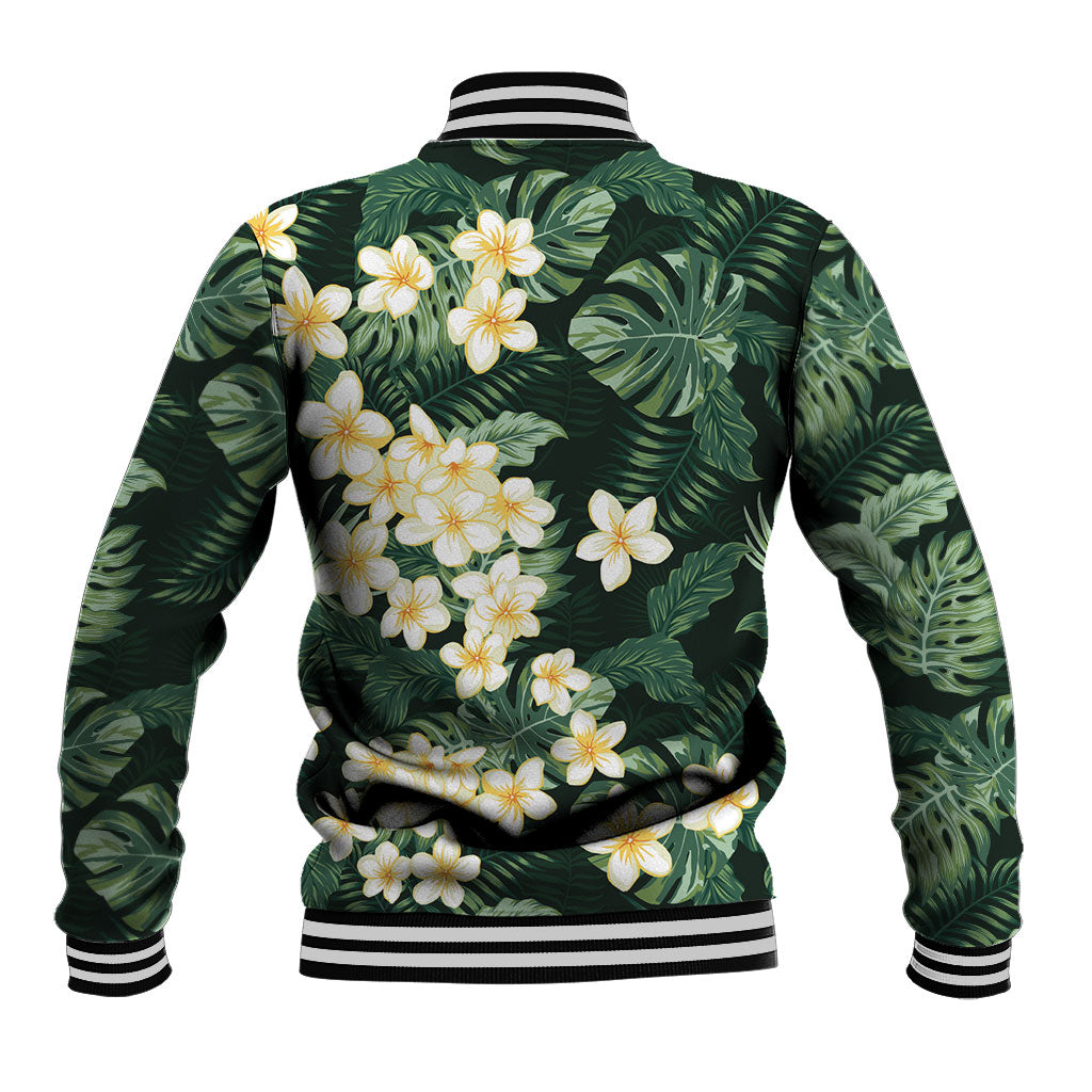 Hawaii Plumeria Tropical Leaves Baseball Jacket Monstera Calathea Palm Fronds LT01 - Polynesian Pride