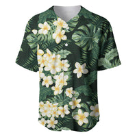 Hawaii Plumeria Tropical Leaves Baseball Jersey Monstera Calathea Palm Fronds LT01 Green - Polynesian Pride