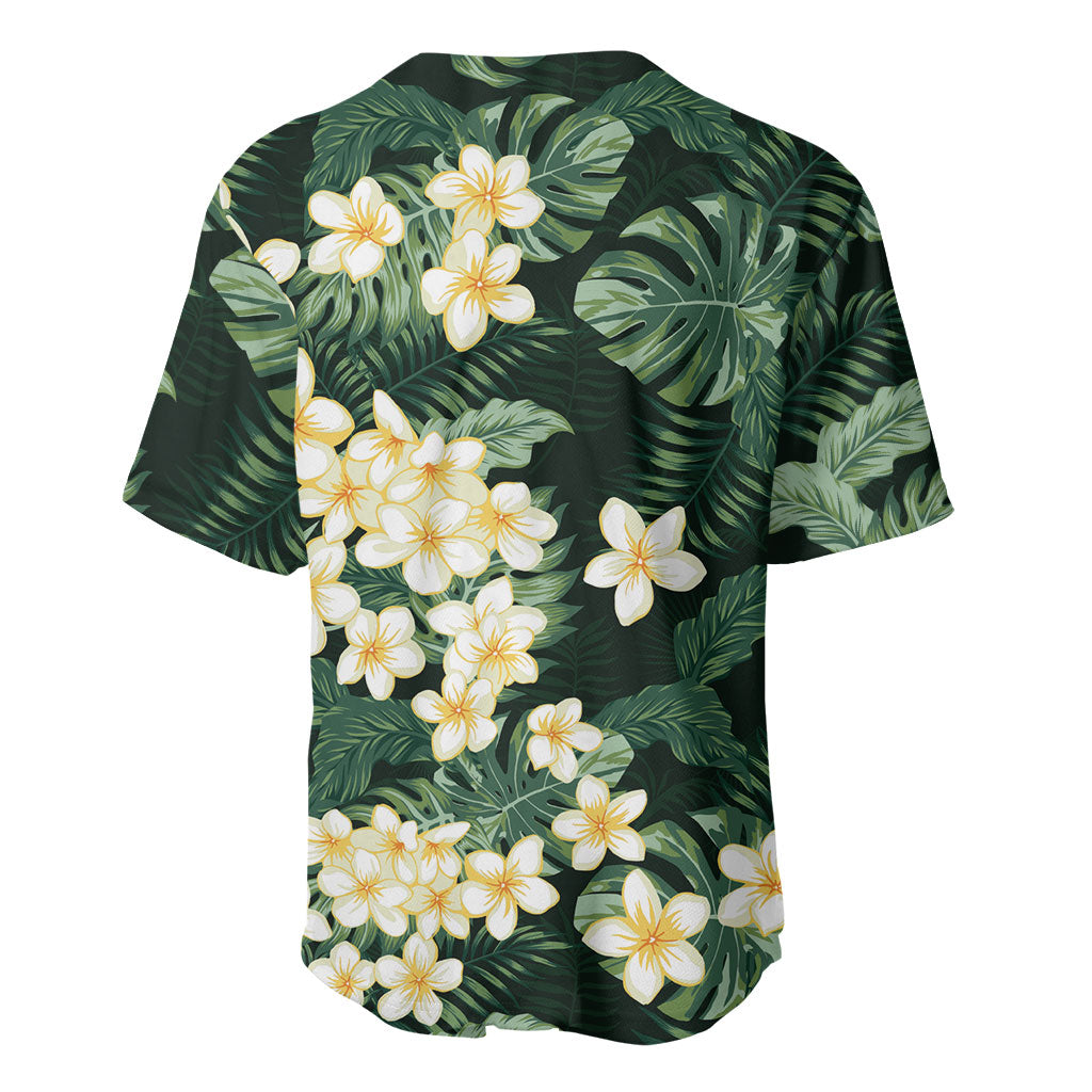 Hawaii Plumeria Tropical Leaves Baseball Jersey Monstera Calathea Palm Fronds LT01 - Polynesian Pride
