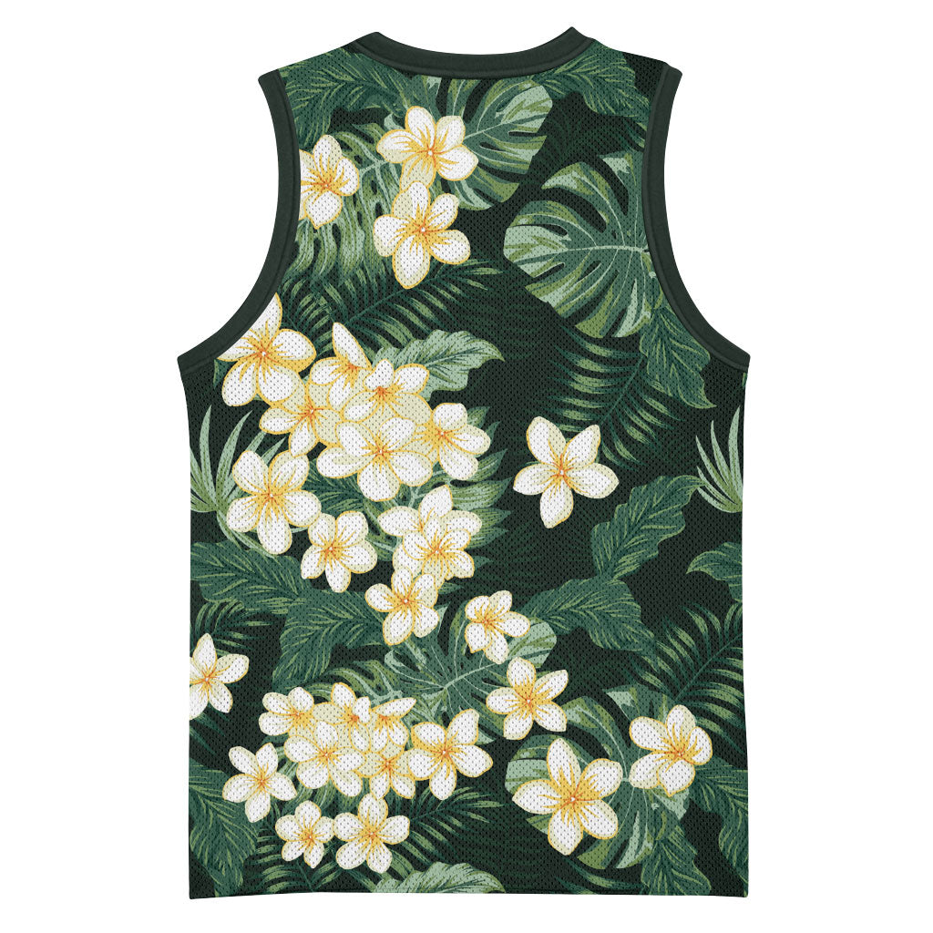 Hawaii Plumeria Tropical Leaves Basketball Jersey Monstera Calathea Palm Fronds LT01 - Polynesian Pride