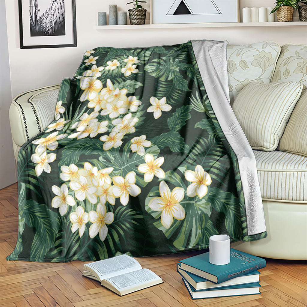 Hawaii Plumeria Tropical Leaves Blanket Monstera Calathea Palm Fronds LT01 Green - Polynesian Pride