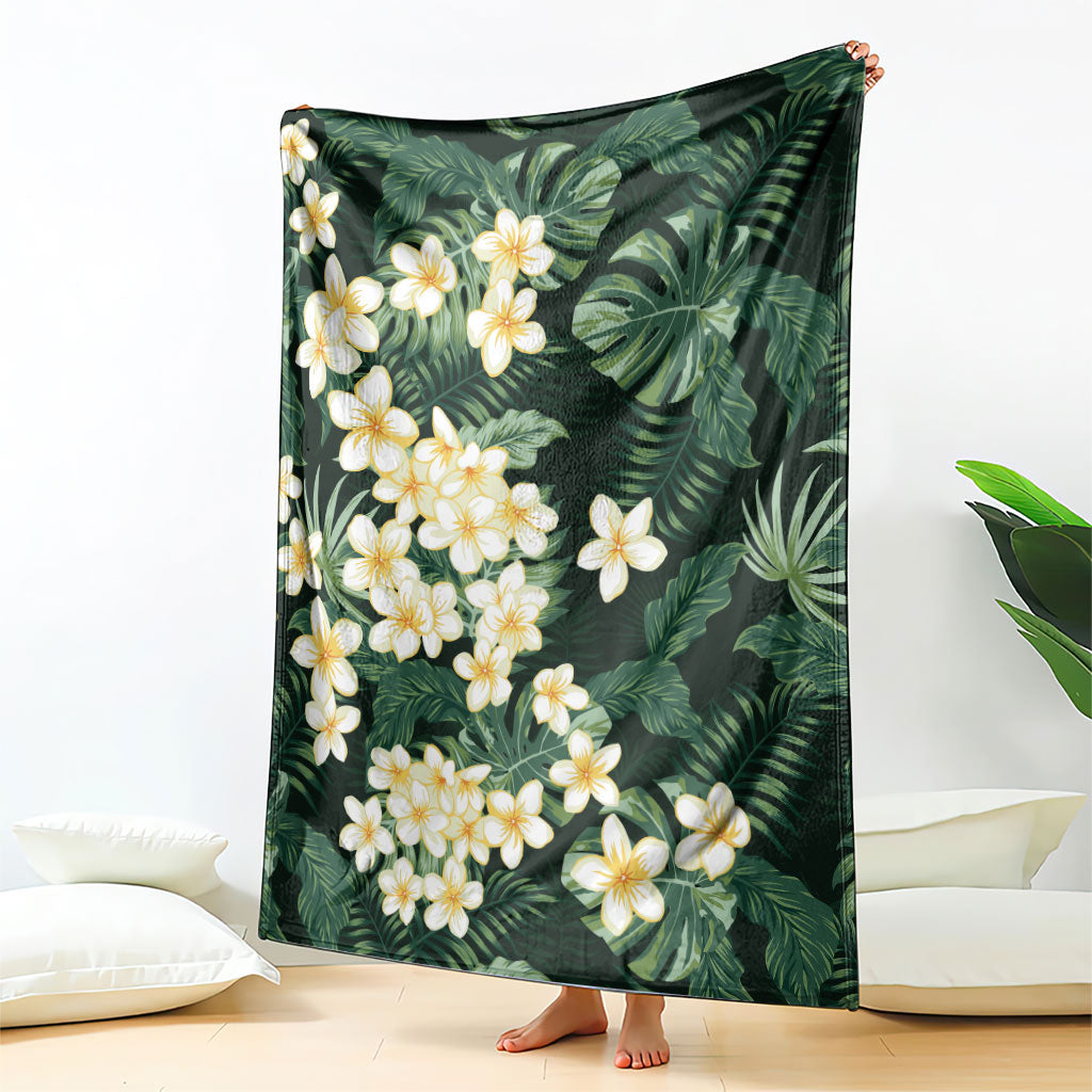 Hawaii Plumeria Tropical Leaves Blanket Monstera Calathea Palm Fronds LT01 - Polynesian Pride