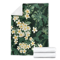 Hawaii Plumeria Tropical Leaves Blanket Monstera Calathea Palm Fronds LT01 - Polynesian Pride