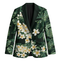 Hawaii Plumeria Tropical Leaves Blazer Monstera Calathea Palm Fronds LT01 Unisex Green - Polynesian Pride