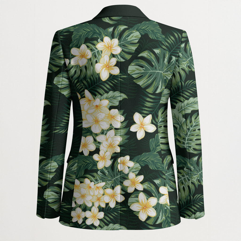 Hawaii Plumeria Tropical Leaves Blazer Monstera Calathea Palm Fronds LT01 - Polynesian Pride