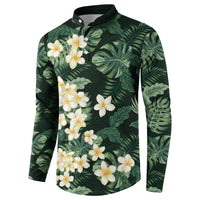 Hawaii Plumeria Tropical Leaves Button Sweatshirt Monstera Calathea Palm Fronds LT01 - Polynesian Pride