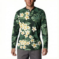Hawaii Plumeria Tropical Leaves Button Sweatshirt Monstera Calathea Palm Fronds LT01 - Polynesian Pride