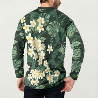 Hawaii Plumeria Tropical Leaves Button Sweatshirt Monstera Calathea Palm Fronds LT01 - Polynesian Pride