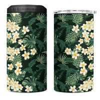 Hawaii Plumeria Tropical Leaves 4 in 1 Can Cooler Tumbler Monstera Calathea Palm Fronds LT01 One Size: 16 oz Green - Polynesian Pride