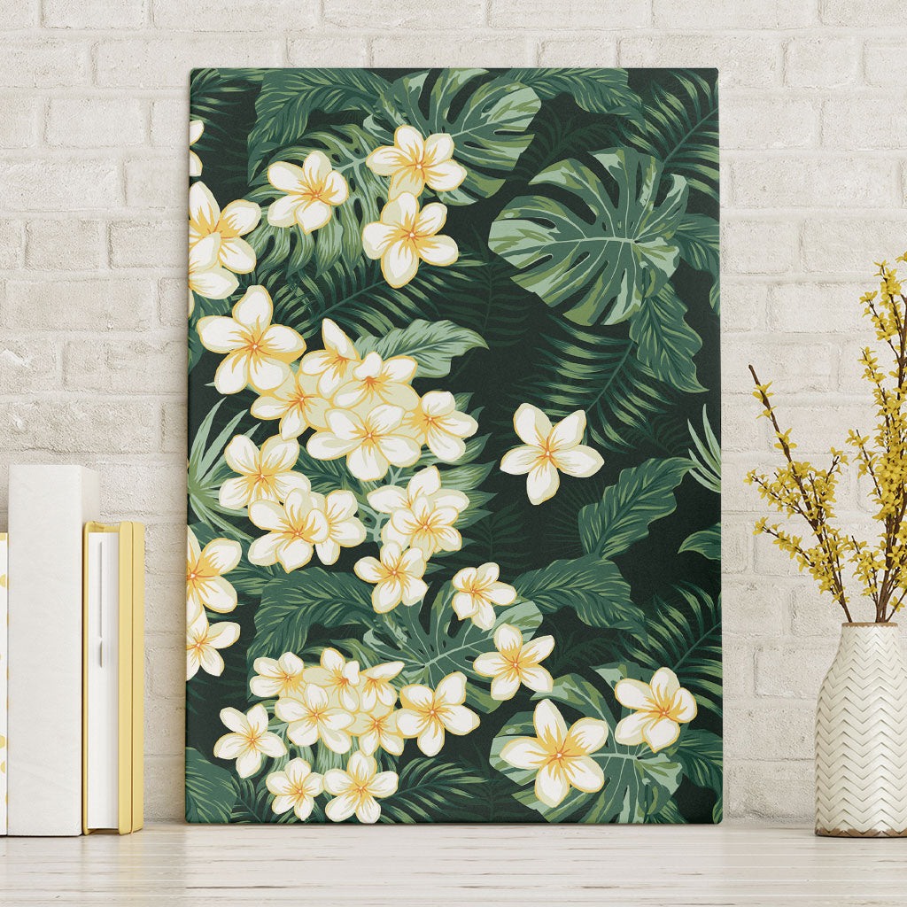 Hawaii Plumeria Tropical Leaves Canvas Wall Art Monstera Calathea Palm Fronds LT01 Without Frame Green - Polynesian Pride