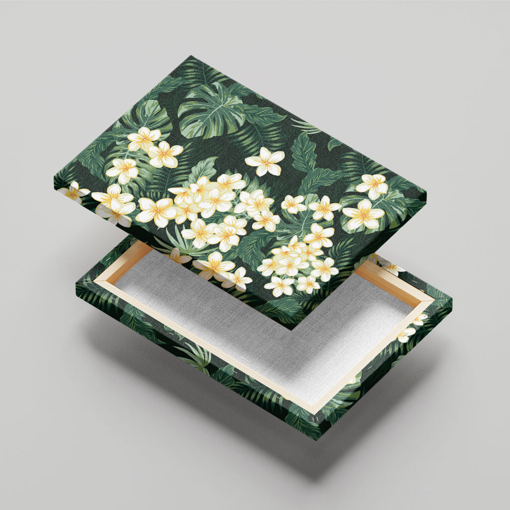 Hawaii Plumeria Tropical Leaves Canvas Wall Art Monstera Calathea Palm Fronds LT01 - Polynesian Pride